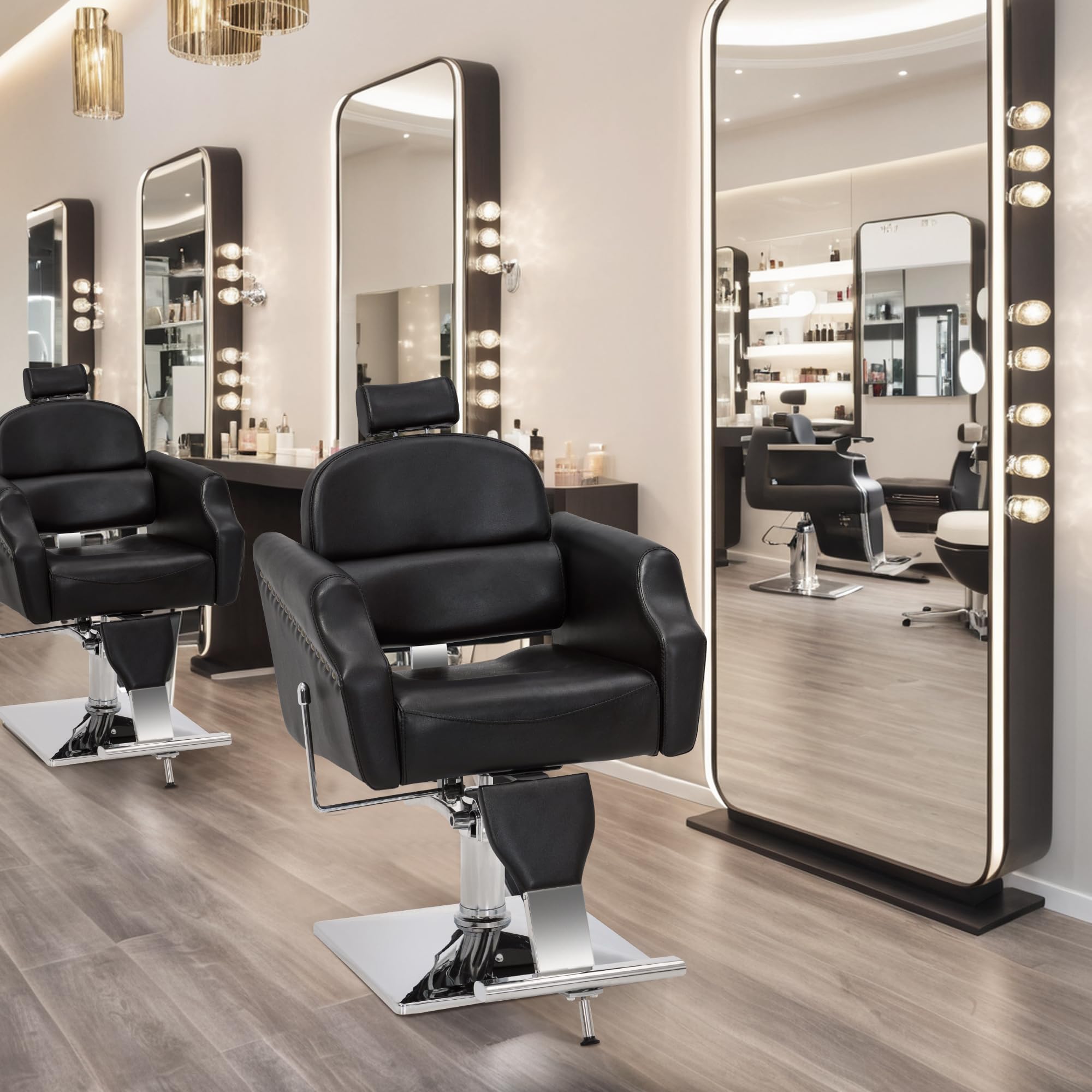 BarberPub Classic Recliner Leathern Barber Chair Antique Heavy Duty Hair Spa Salon Styling Beauty Equipment 3125