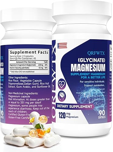 Cápsulas de bisglicinato de magnesio, bisglicinato de magnesio con vitamina C, suplemento de magnesio de alta absorción apoyo óseo, sueño, energía,