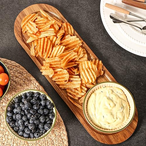 Miniatura 6 de Cuencos pequeños para servir y bandeja de madera, juego de servir con chips y inmersión, platos para servir para entretenimiento, cuencos de