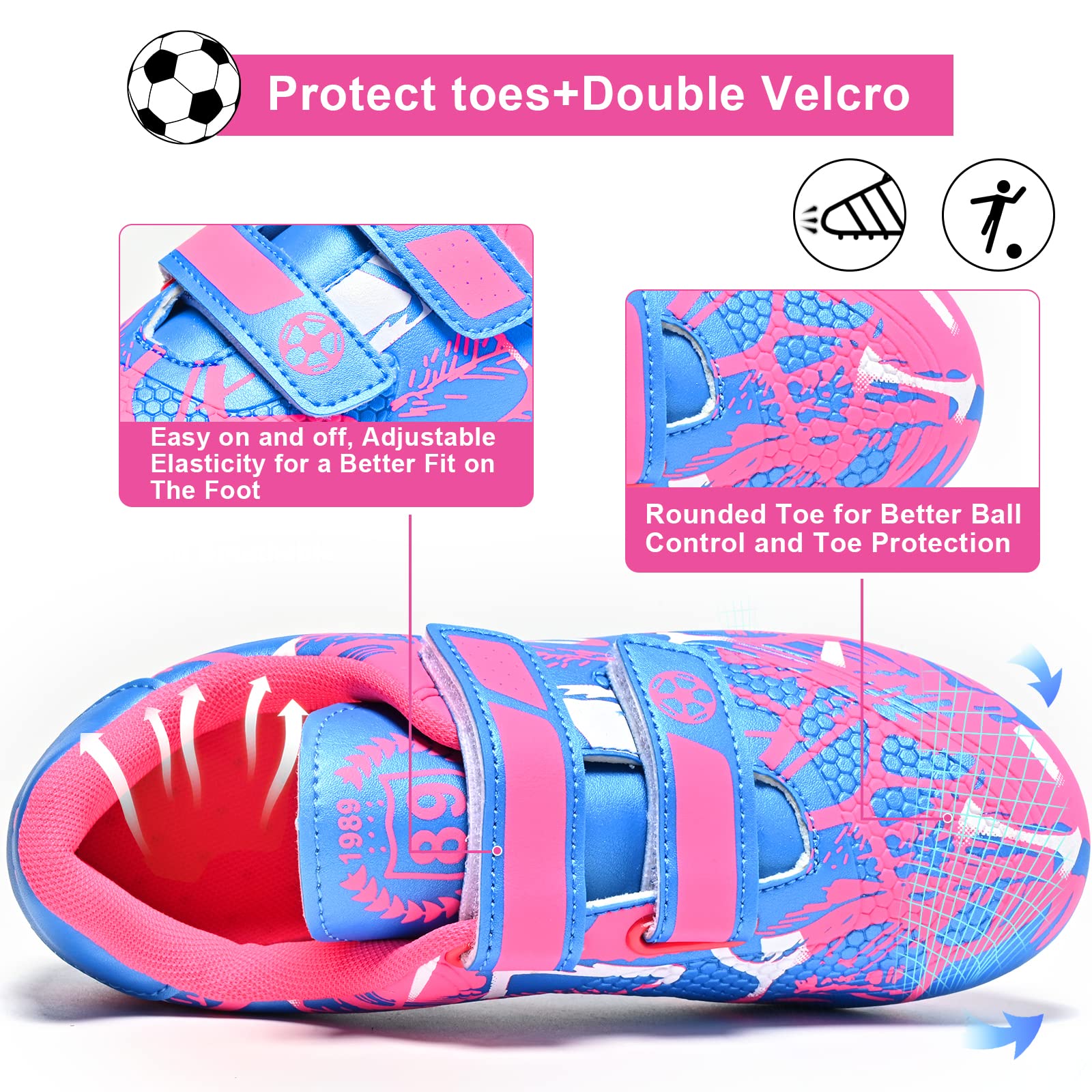 Botas Futbol Niños Antideslizante Césped Artificial Tacos Zapatillas de Futbol con Tacos 28-37EU