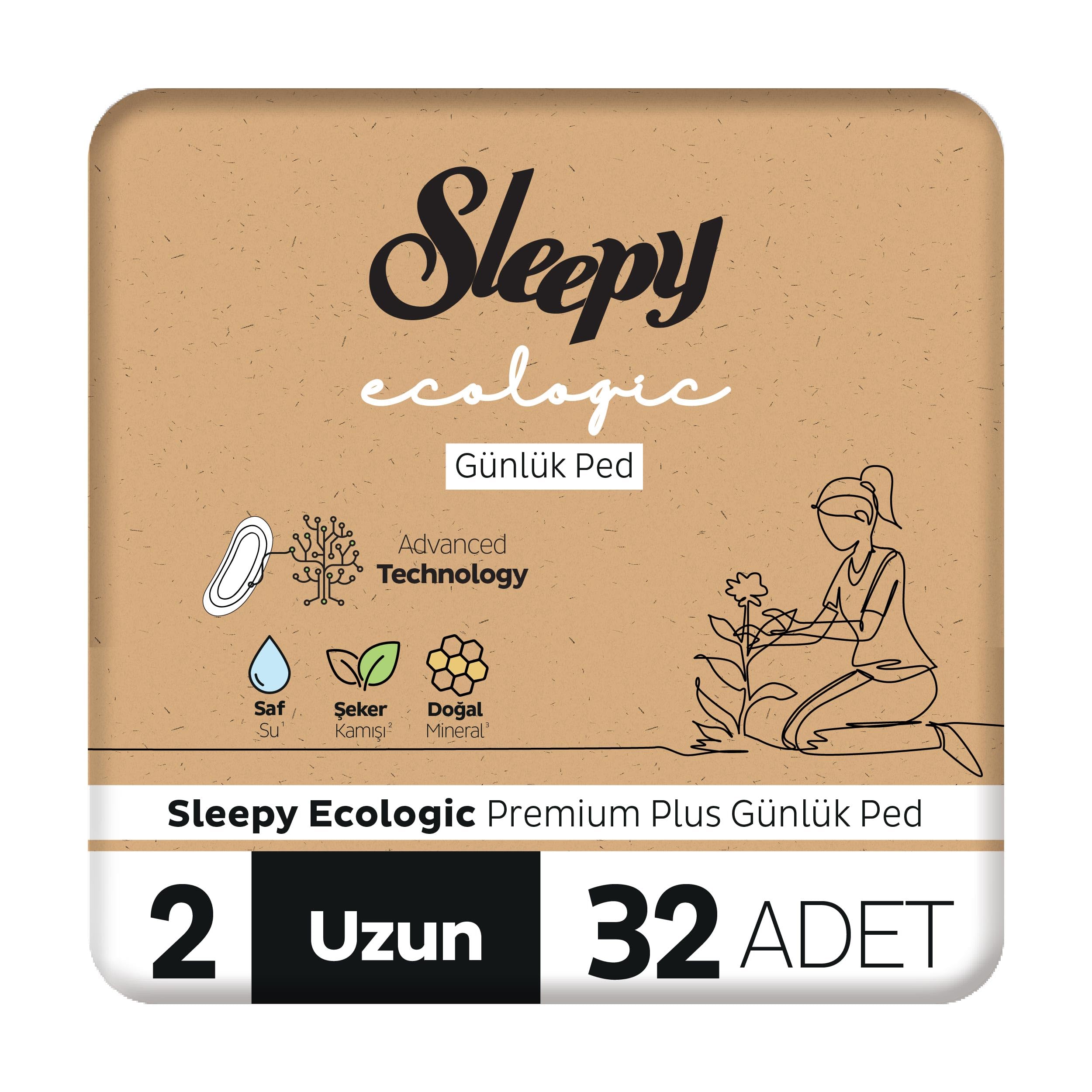 Sleepy Ecologic Premium Plus Günlük Ped Uzun 32 Adet Ped