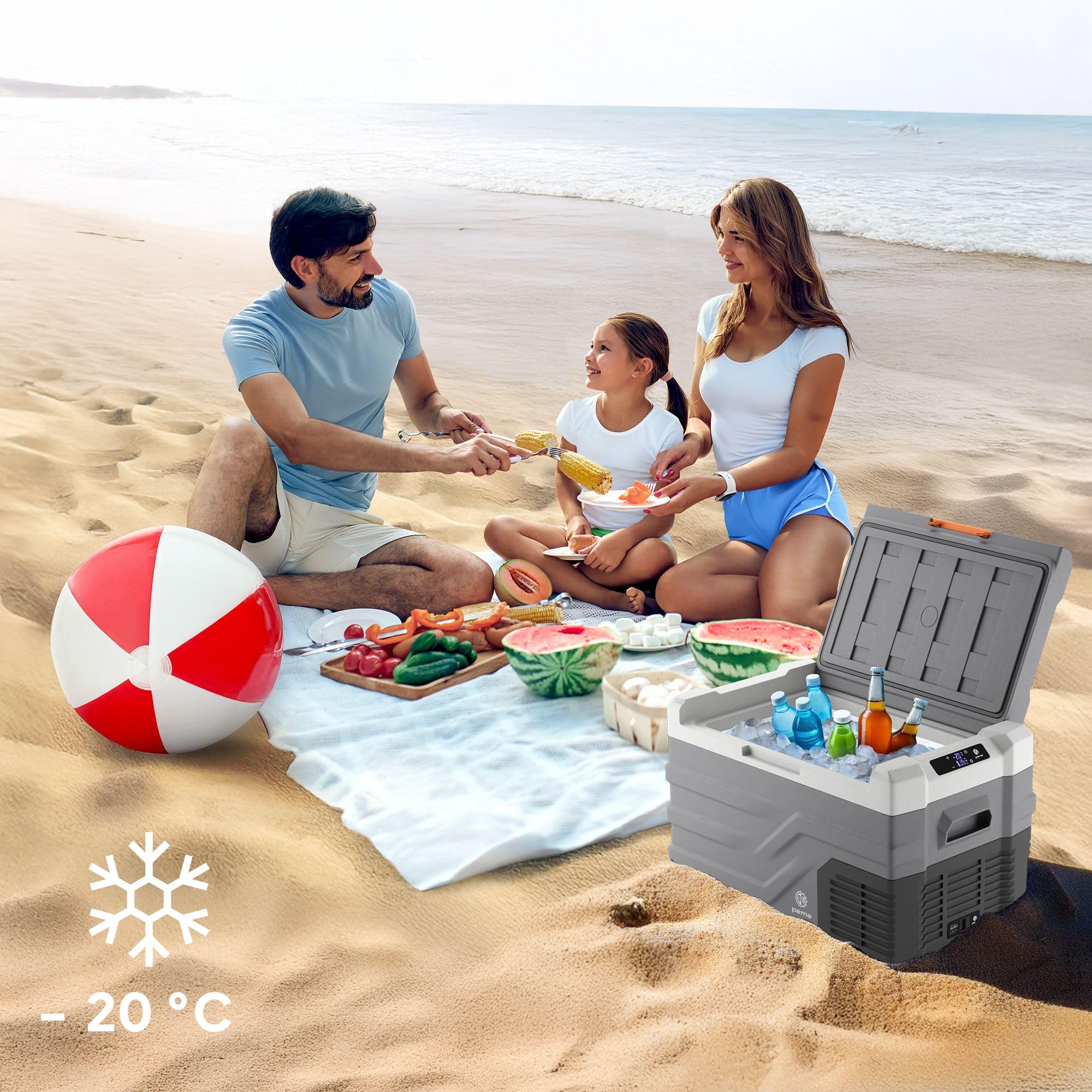 Peme Quest 15,3-26,8-35,3L - Compressor koelbox Met App-bediening, Vries- & verwarmfunctie, Dual Power 12 V/24 V y 230 V voor Camping, Outdoor & Auto