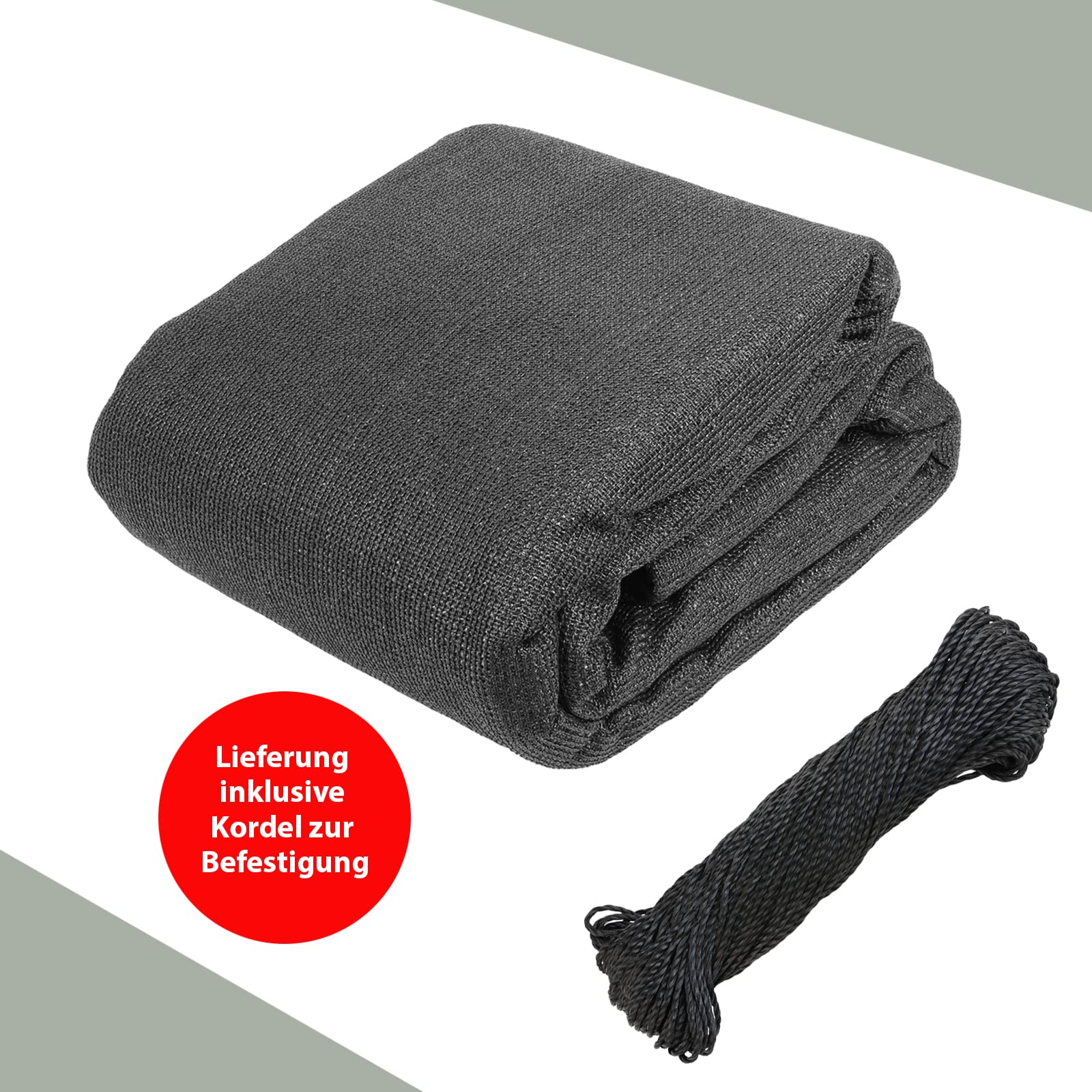 BB Sport Brise Vue Pare-Vue 150 g/m² 1.2m x 5m Gris Cordelette Nylon