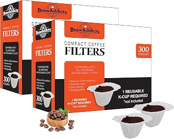 600 فلتر قهوة ورقي - فلتر قهوة أبيض للاستخدام مرة واحدة بتصميم مدمج متوافق مع Keurig 1.0 و2.0