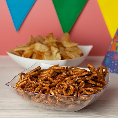 Miniatura 5 de PARTY BARGAINS Cuencos cuadrados de plástico de 16 onzas, paquete de 4, color blanco, resistentes, inastillables, desechables, para ensaladas de