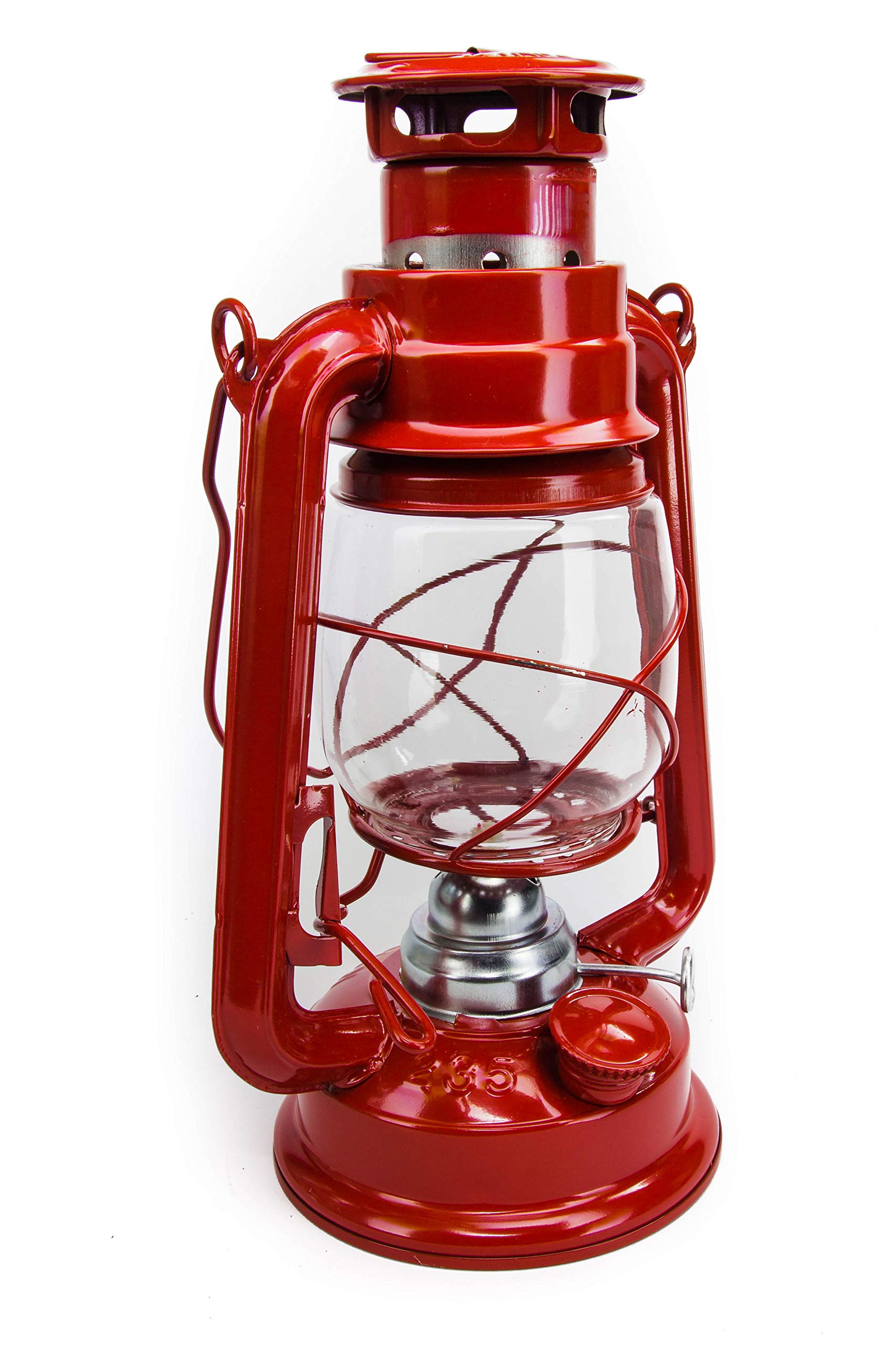 Petroleumlampe 30 cm Rot Pulverbeschichtet, Glas, Sturmlaterne, Camping