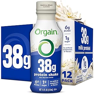 Orgain 38g High Protein Shake, Dairy Isolate Protein Milk, Vanilla, 6g BCAAs, 1g Sugar Per Serving, Meal Replacement, Ready to Drink, Keto Friendly, Gluten-Free 14 Fl Oz (Pack of 12)