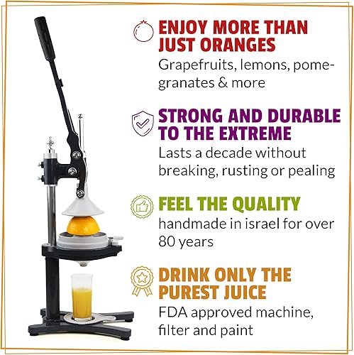 Miniatura 4 de Prensador manual de exprimidor de cítricos comercial Prensa de jugo de naranja, lima, limón, pomelo y granada recién exprimido como un chef