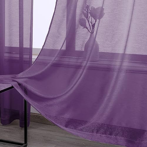 Miniatura 3 de DONREN Cortinas semitraslúcidas de 63 pulgadas de largo para dormitorio, juego de 2 paneles de cortinas traslúcidas con textura para ventana de sala