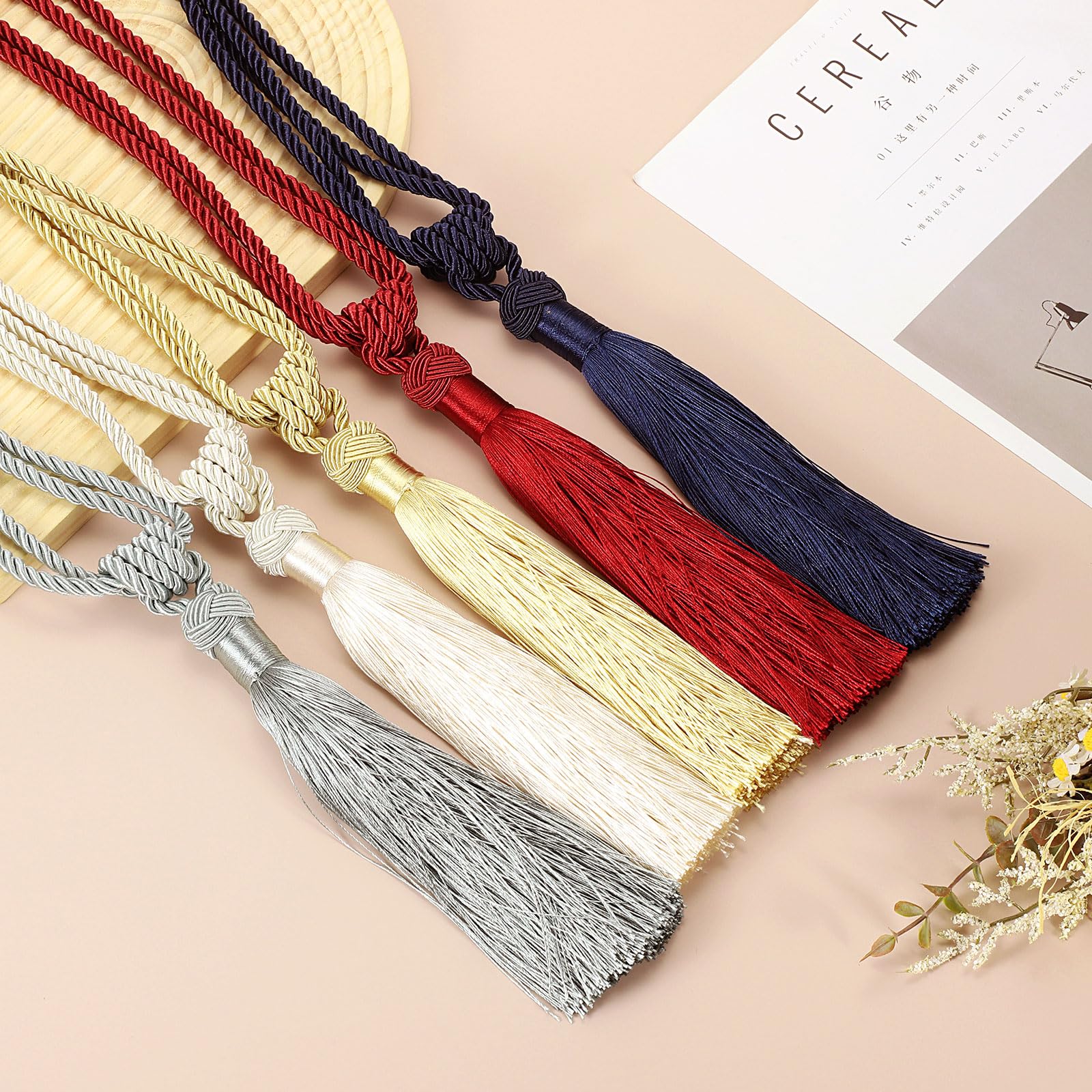 Lot De 2 Embrasses De Rideaux Faites à La Main En Corde Avec Pompons Pour Decoration De Bureau Maison Silver 2 94088414