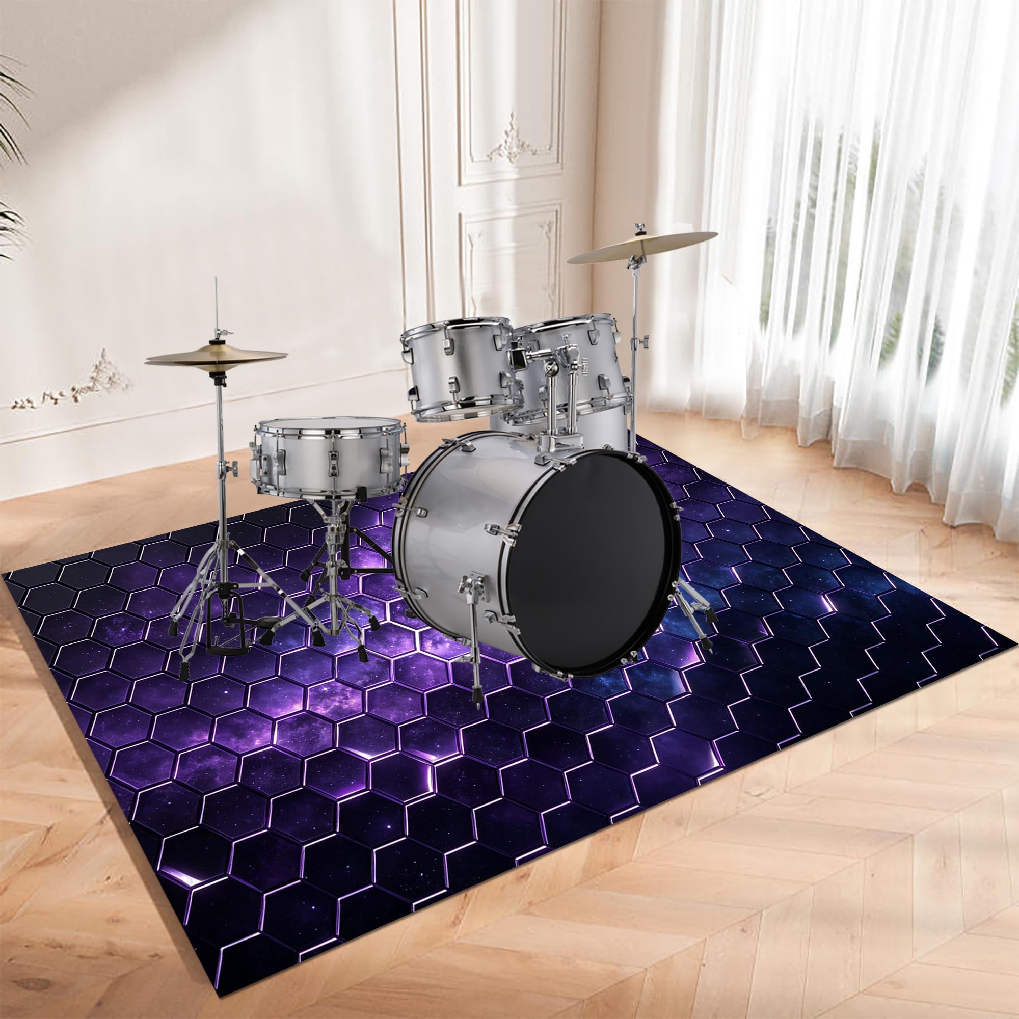 Tappeto per Batteria Elettroniche Tappetino per Batteria 300 x 200 cm | Antiscivolo, Insonorizzato, Tappeto per Percussioni Elettroniche Rullante Acustica Snare Drum Grancassa Strumenti