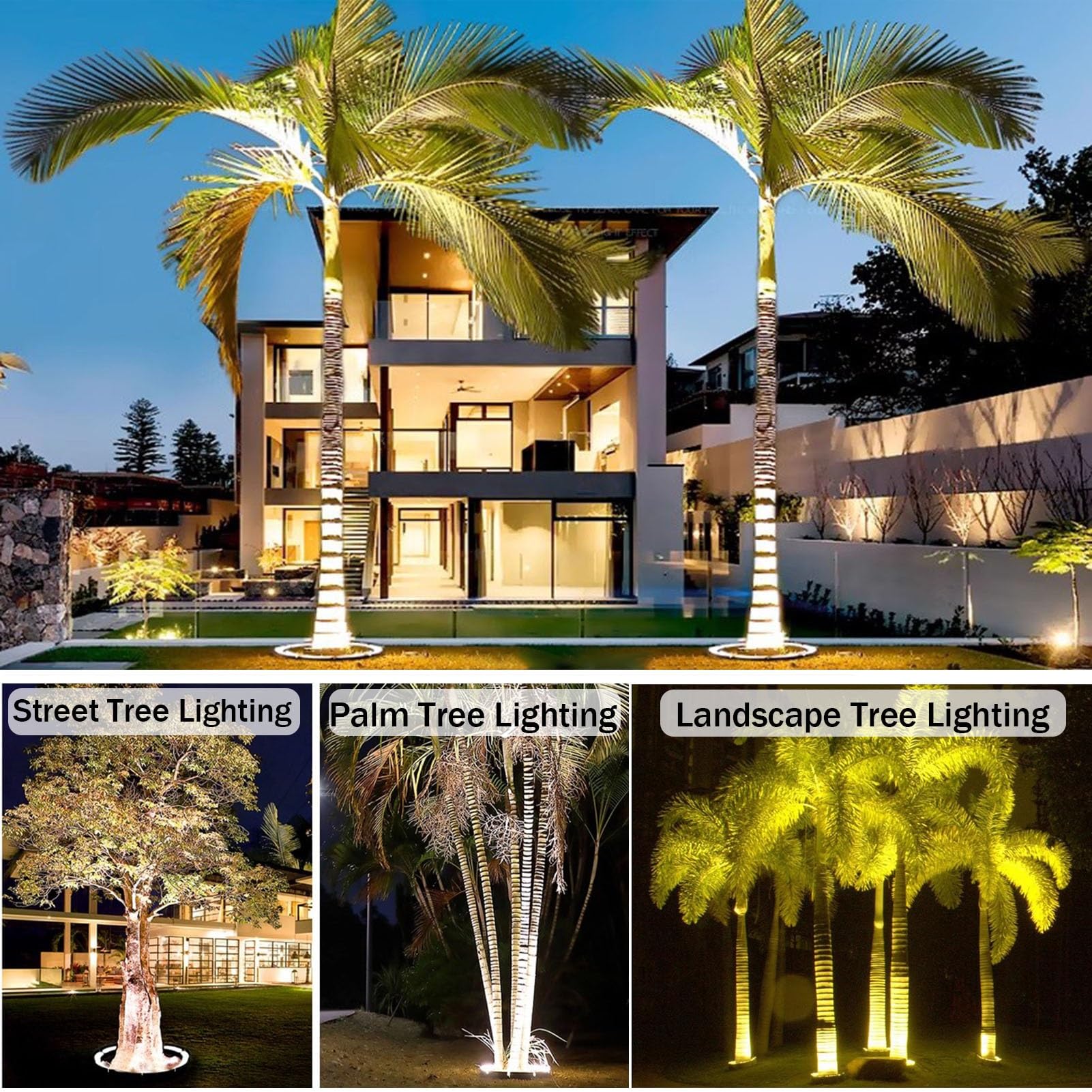 Luz LED circular para árboles de exterior DC24V, foco expandible de luz cálida para palmeras y jardines, iluminación LED tipo pilar romano(5 SETS)