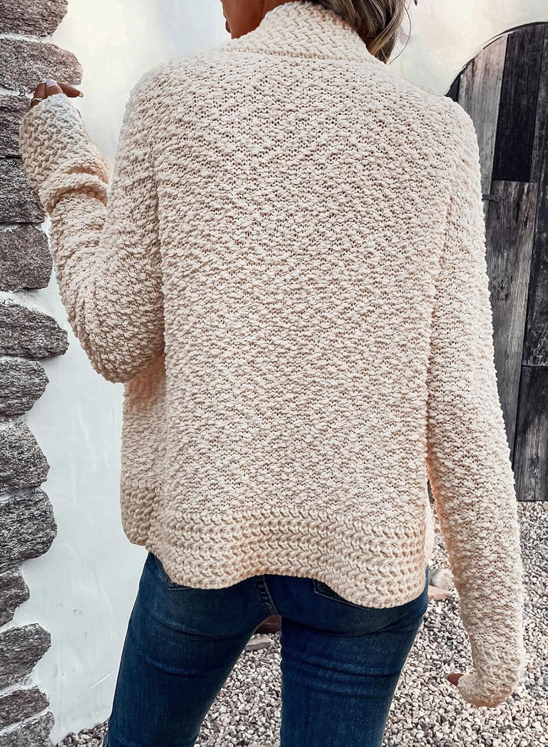 Sidefeel Women's Cardigan Sweaters Casual Long Sleeve Cropped Open Front Chunky Knit Coats Fall Sweaters - Image 4