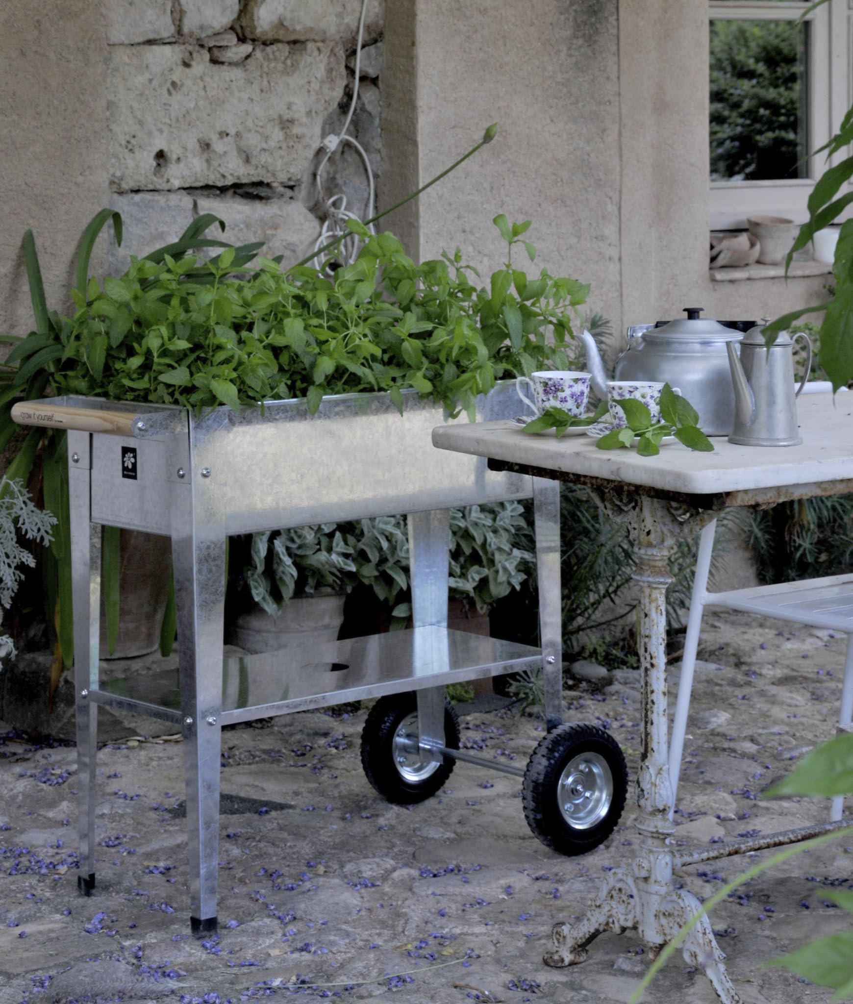 Herstera 08933801 Jardinière surélevée avec Roues en polyuréthane galvanisé 35 x 75 x 80 cm
