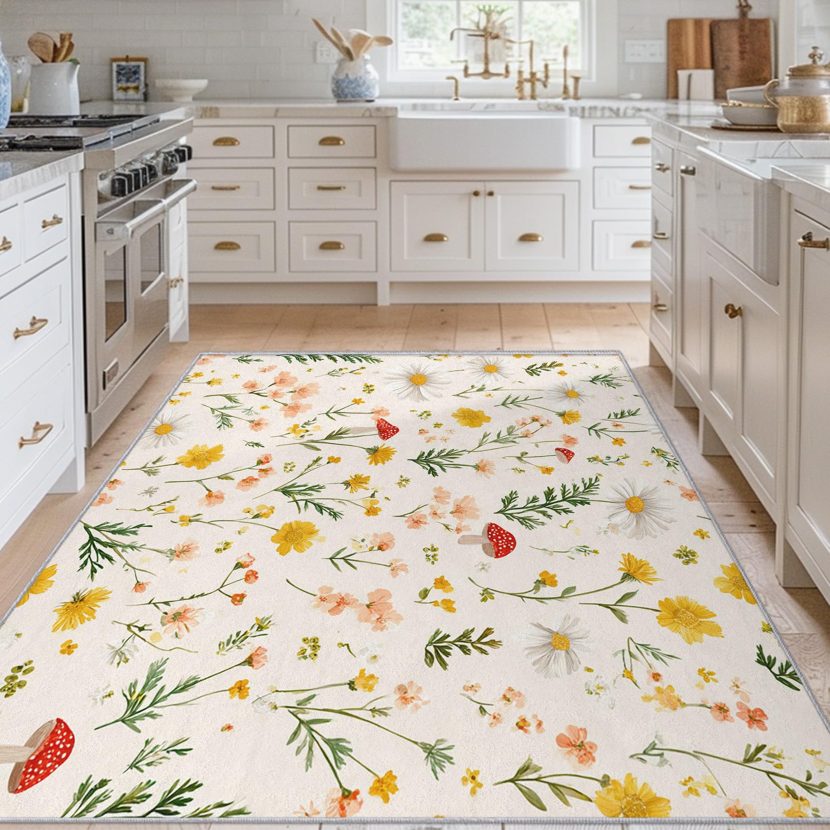 Tapis salon champignon plante pour une descente de lit douce