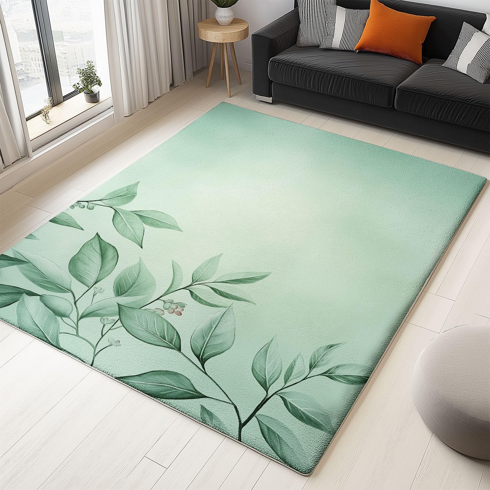 Tappeto Salotto Moderno Vitigni di foglie disegnati a mano Tapeto a Pelo Corto Poliestere Antiscivolo Lavabile blu - per Corridoio Cucina Tavolino Da Salotto Bagno- 180 x 240 cm