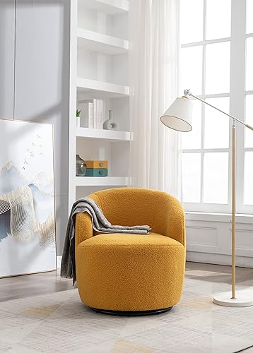 Miniatura 2 de INMOZATA Sillón giratorio, silla de barril moderna con acento tapizado, silla redonda tapizada en tela de terciopelo para sala de estar, dormitorio,