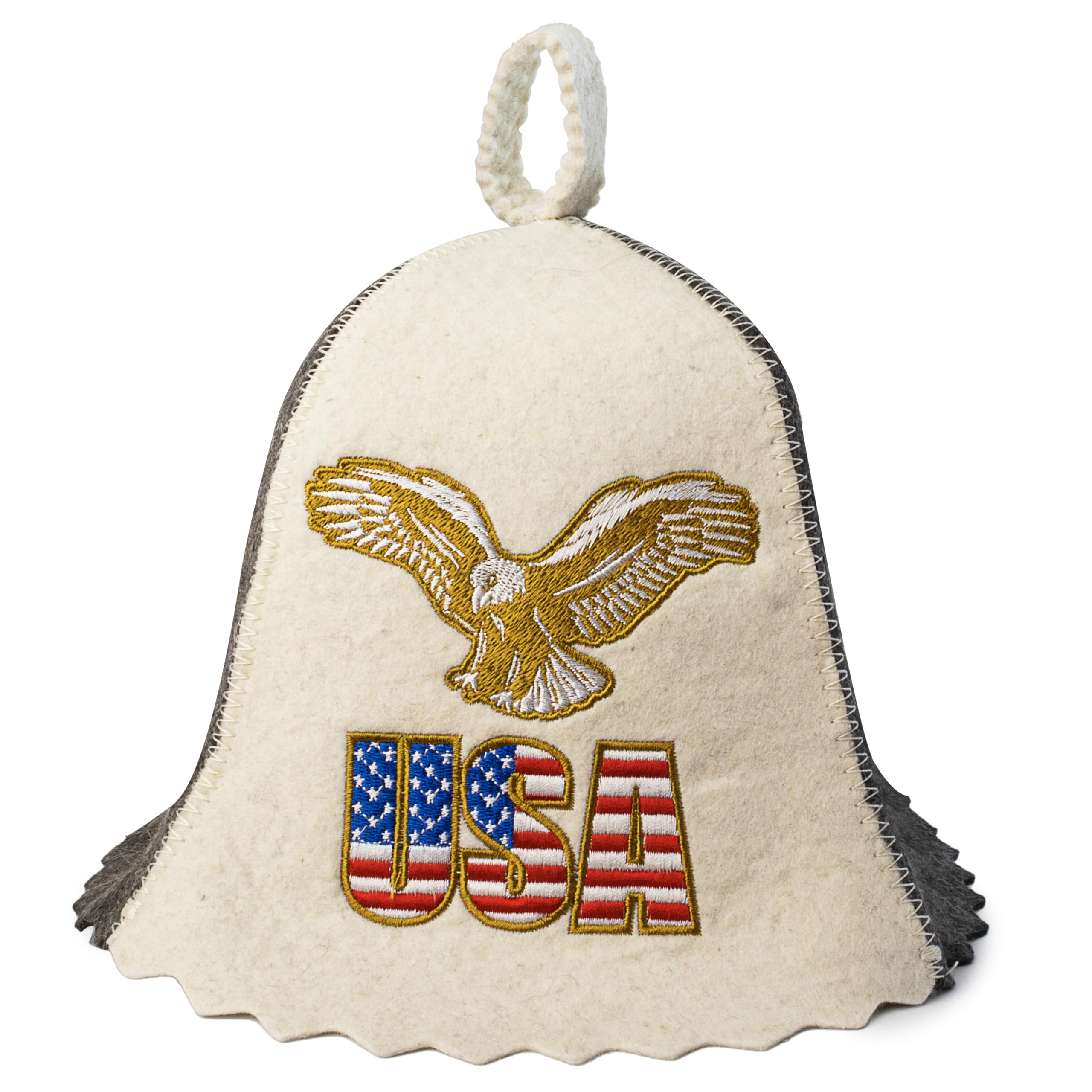 ASKOLD Wool Sauna Hat Embroidered USA Flag Sauna Cap Finnish Sauna Hat for Men Wool Sauna Hat Banya Hat for Men Sauna Cap