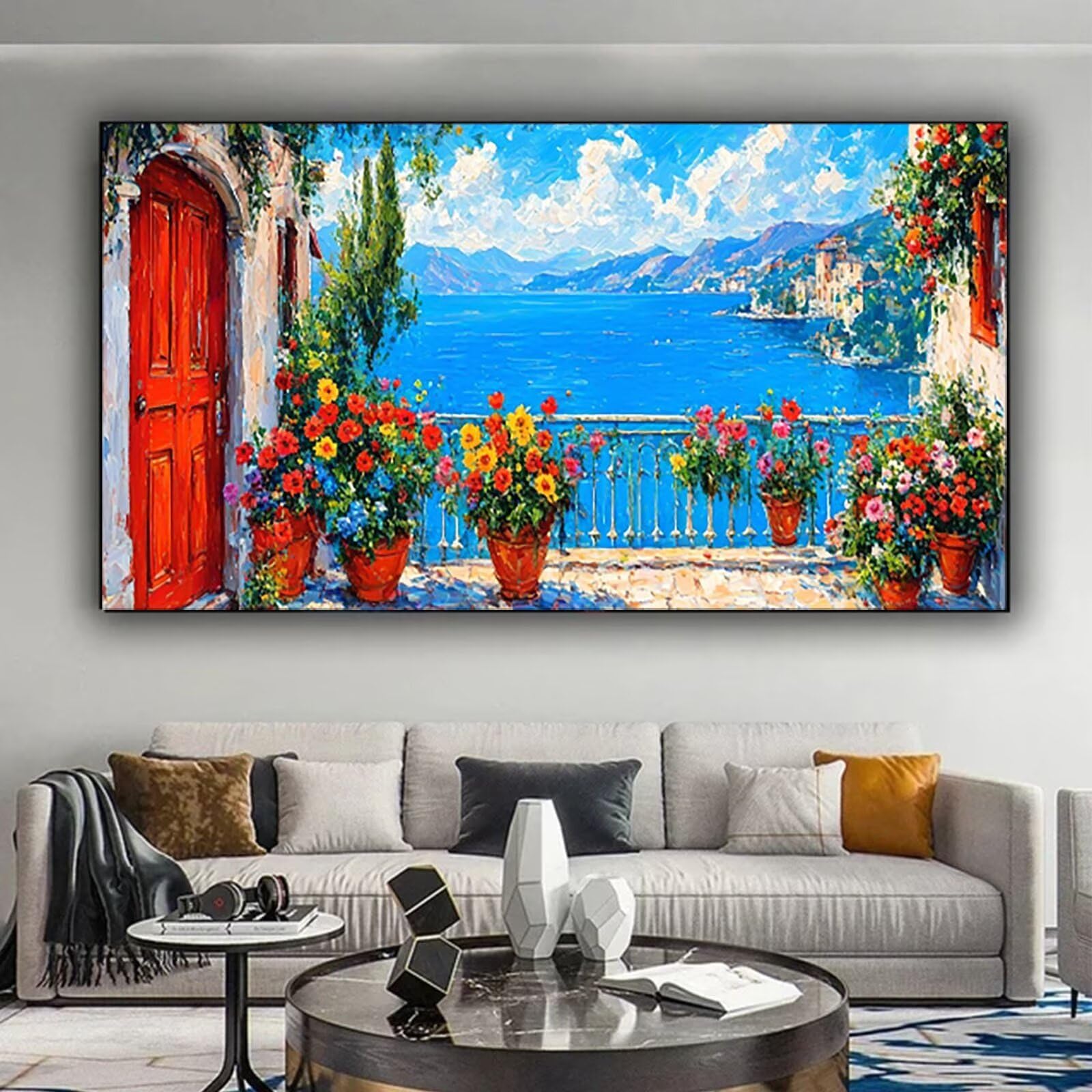 Malen nach Zahlen Kinder Blume, Geschenke für Mädchen Junge, Bastelset Kinder, Malen nach Zahlen Meer | Malen nach Zahlen Ohne Rahmen, für Home Wand Dekor Geschenk (60x120cm) Bastelset Erwachsene D-I