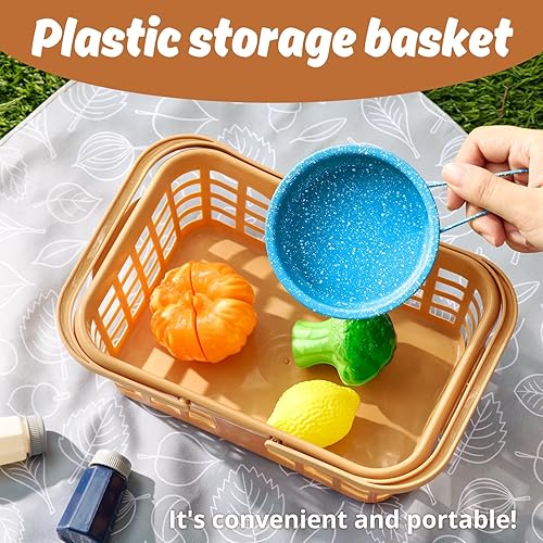 Miniatura 3 de Juego de accesorios de juguete de cocina para niños, juego de cocina para niños, coloridas ollas y sartenes de acero inoxidable, regalos de