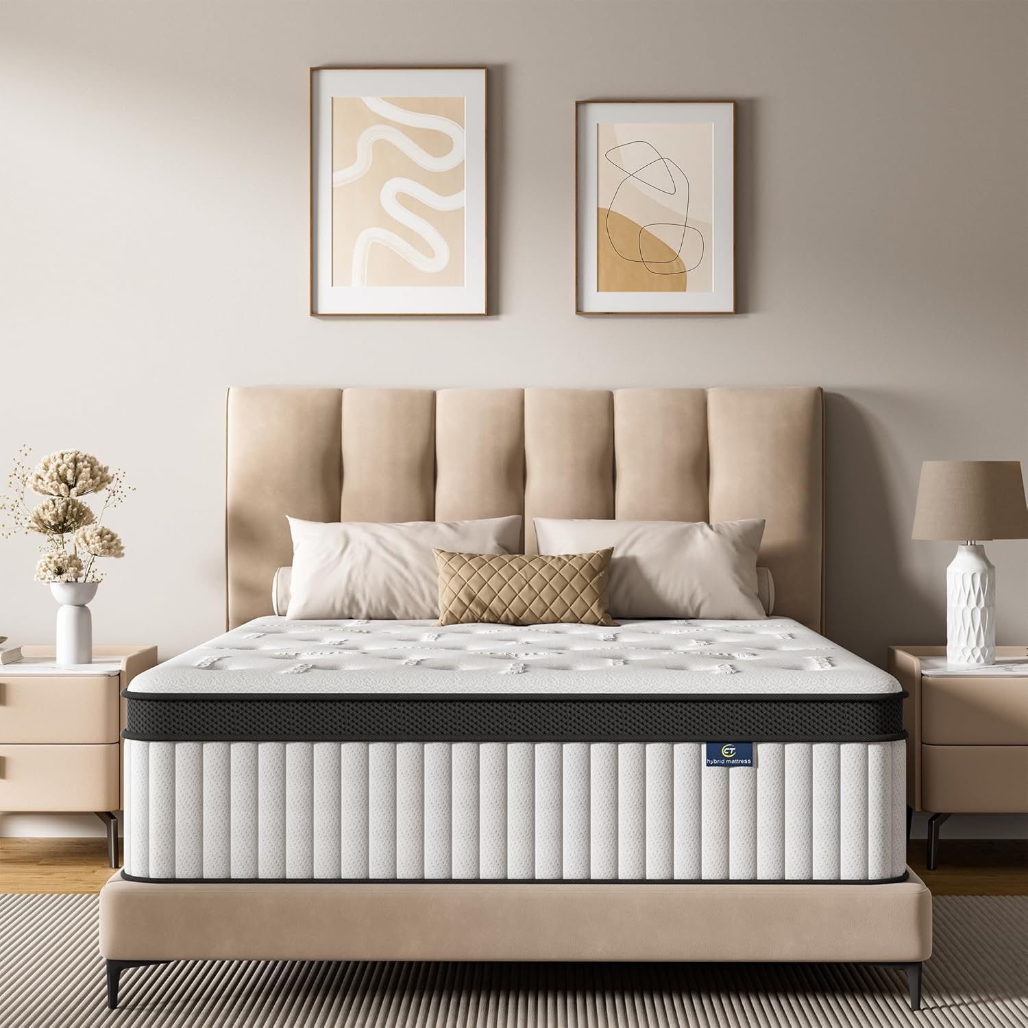 Full Size Mattress, 12 Inch Hybrid Mattress in a Box, Memory Foam and Pocket Springs, Fiberglass Free, Soft and Breathable, Medium Firm Feel Full 12 Inch