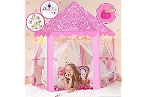 W&O Princess Tent with Fantasy Sound Button - Play House for Kids Ages 3-8