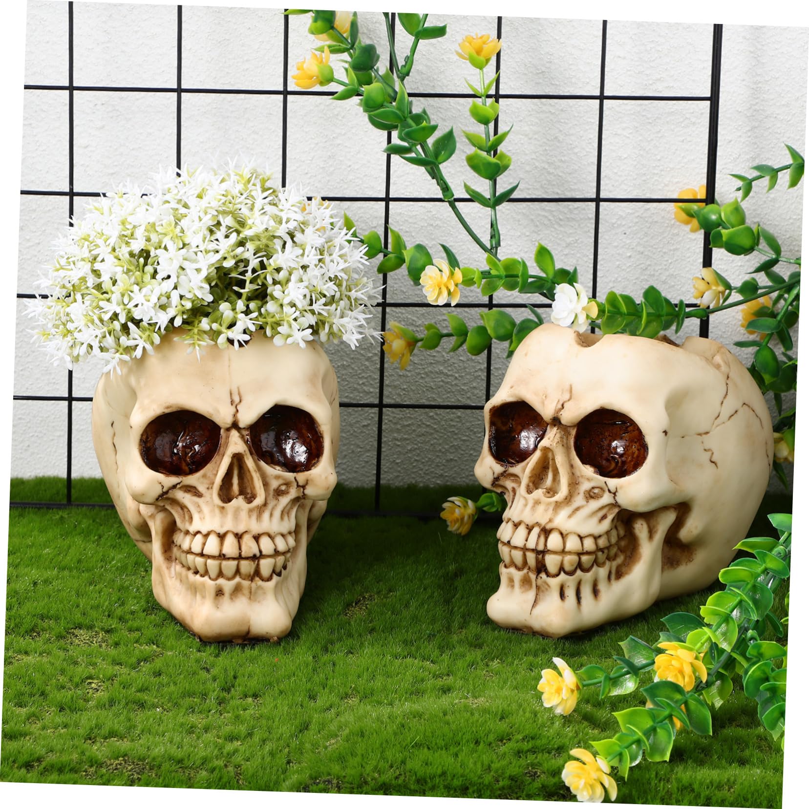 Amazon.co.jp: HANABASS スカル型製植木鉢 小型多肉植物用プランター