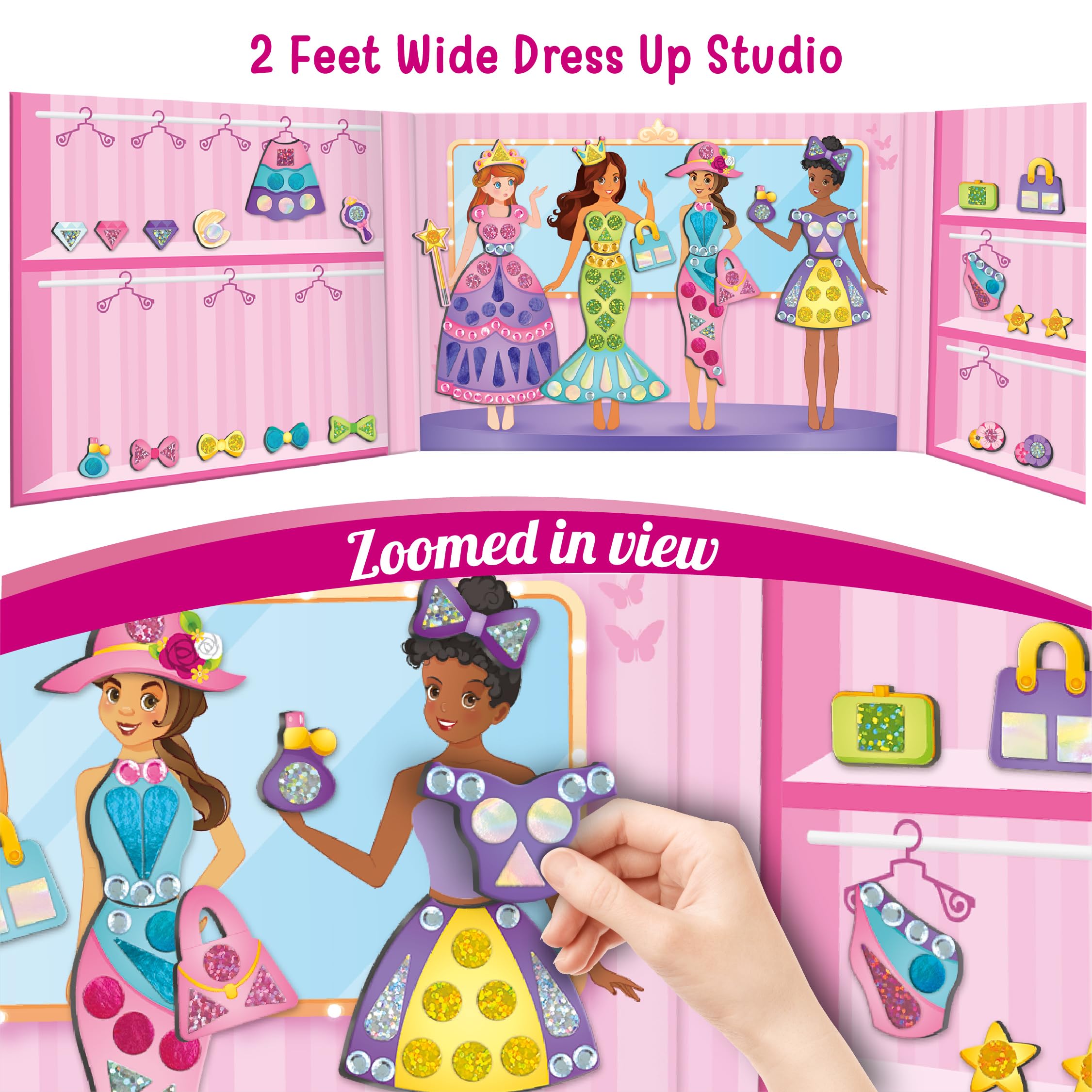 Imagimake DIY Magnetic Dress-Up Princess |Pretend Play Toys for Girls | 30 Magnetic Dresses & Accessories | Interchange & Create Unlimited Outfits | Birthday Gift for Girls Ages 3,4,5,6,7,Multicolour 3