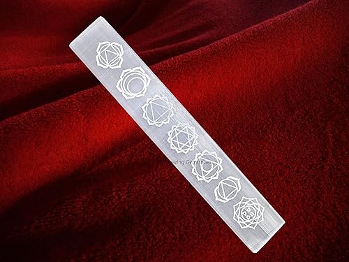 Miniatura 4 de Placa de carga de cristal de selenita Amazing Gemstone para cristales y piedras curativas, placa de cristal de selenita de 7.5" grabada, soporte de
