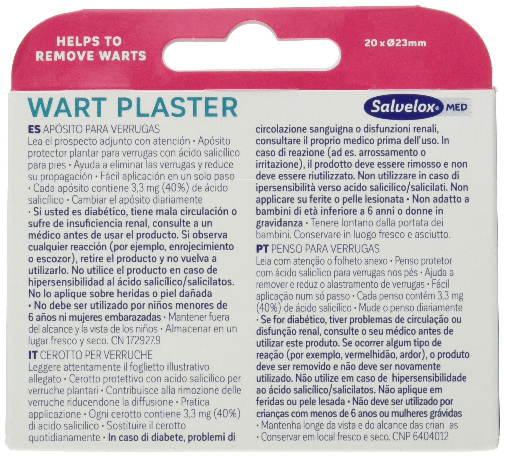 Salvelox Med Wart Plaster, Apósitos - 240 Unidades