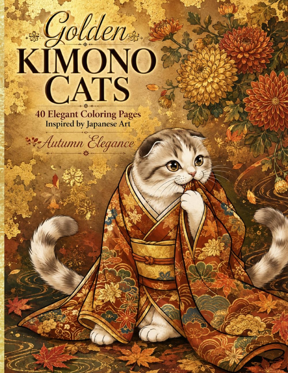Golden Kimono Cats: Autumn Elegance