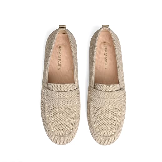 DREAM PAIRS Women Comfortable Business Knit Loafers | Zero-pressure breathable Knit Upper and Memory Foam Arch Support insole Slip on flats for work and daily travel