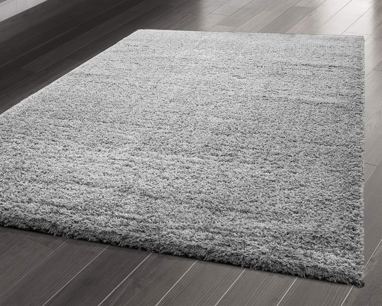 A2Z RugPera Shaggy Luxury Super Soft 5 cm Pile Thickness 80 X 150 cm - 2'6'' X 4'9''ft Plain Silver Grey Shag Medium Area Rugs