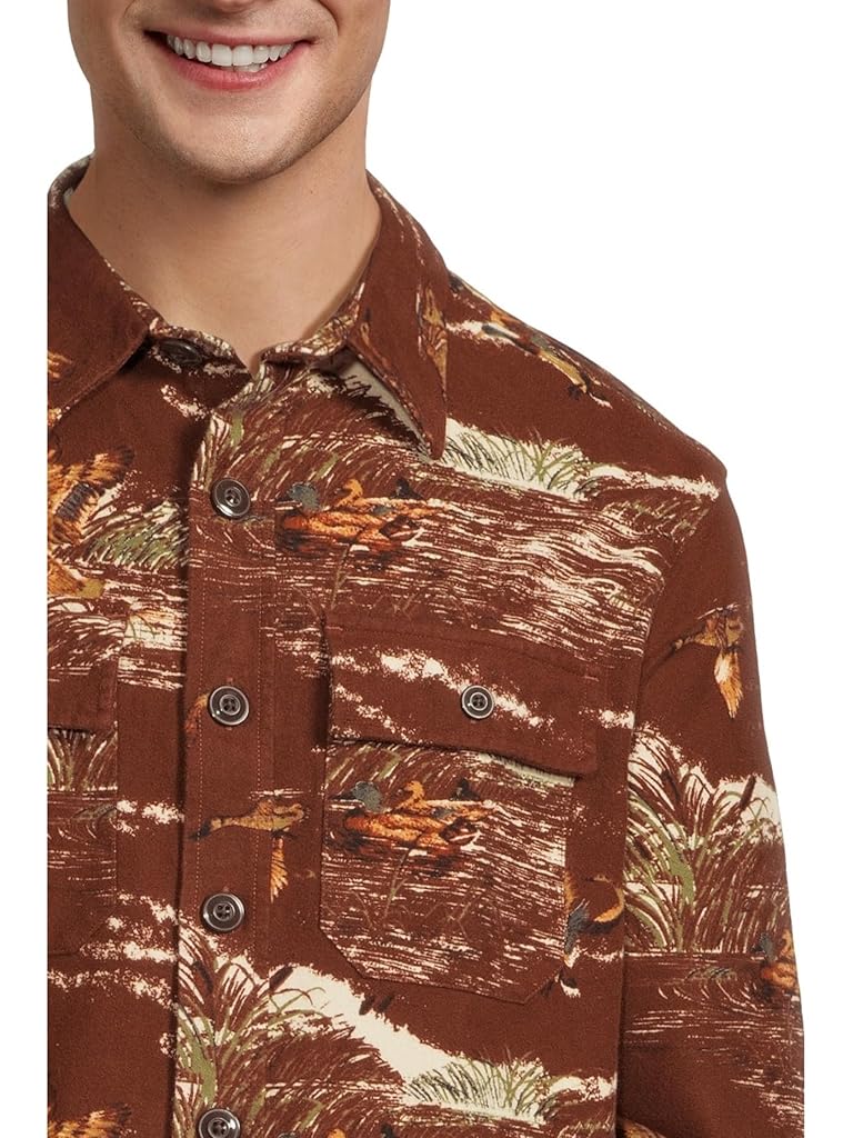 Red L.L.Bean Signature 1933 Chamois Cloth Shirt Long-sleeve Pattern Regular