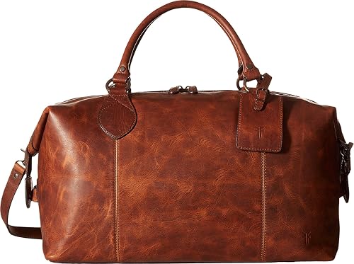 Frye Logan overnight leather duffle bag in cognac leather