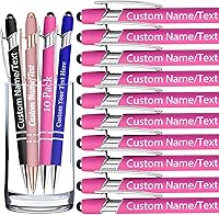 Vista 39 de Bolígrafos personalizados con nombre, paquete de 10 bolígrafos personalizados de oro rosa, bolígrafo de tinta negra grabada a granel con puntas
