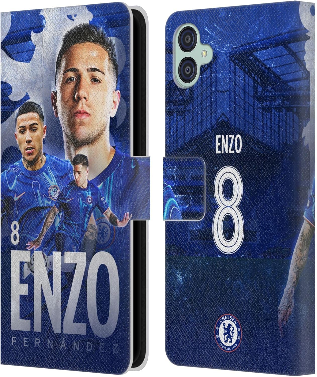 Head Case Designs Officially Licensed Chelsea Football Club Enzo Fernández 2024/25 First Team Leather Flip Case Compatible with Samsung Galaxy M04 5G / A04e