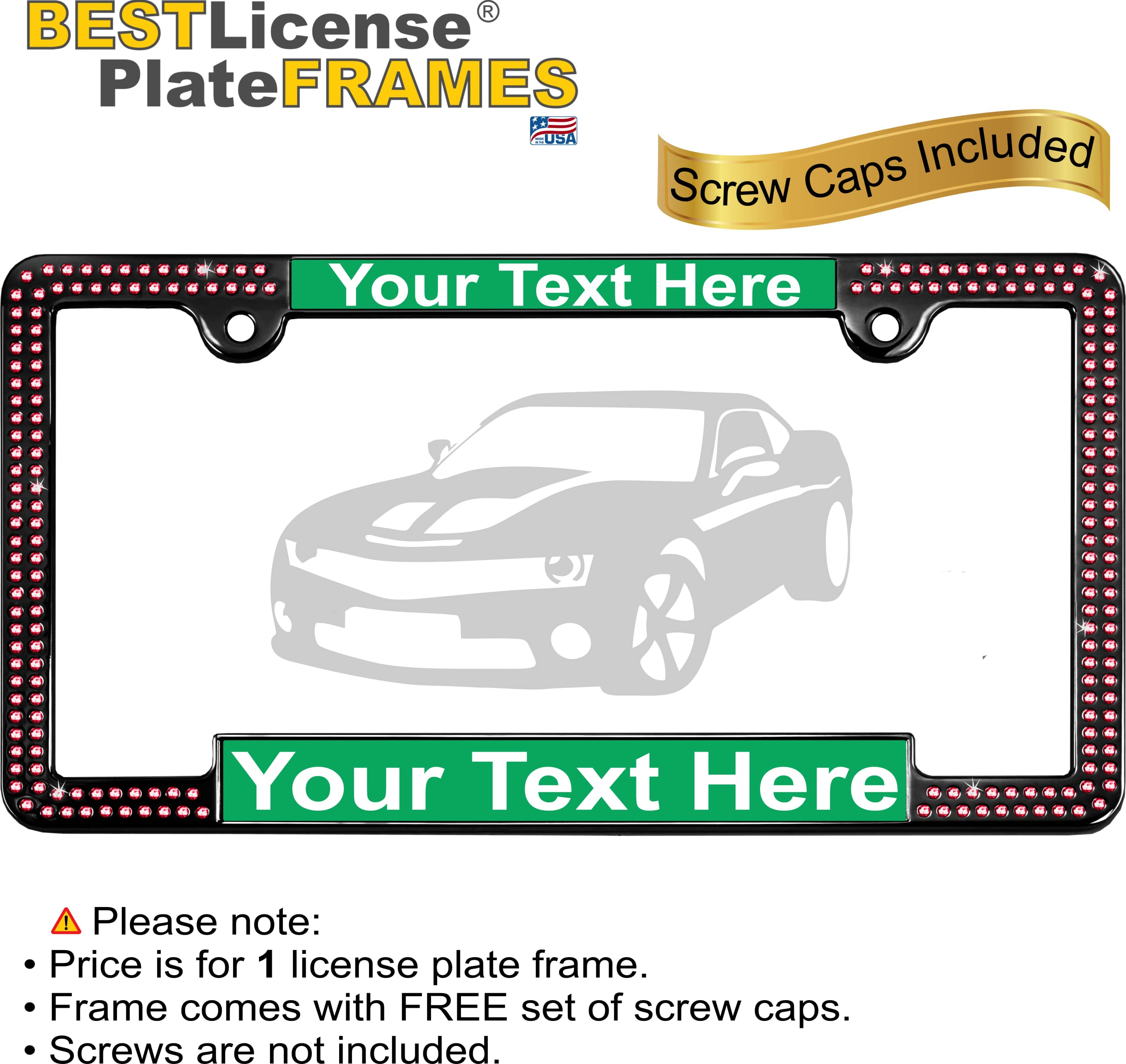 Crystals - Custom Personalized Black Metal Car License Plate Frame with Pink Cr - Picture 30 of 132
