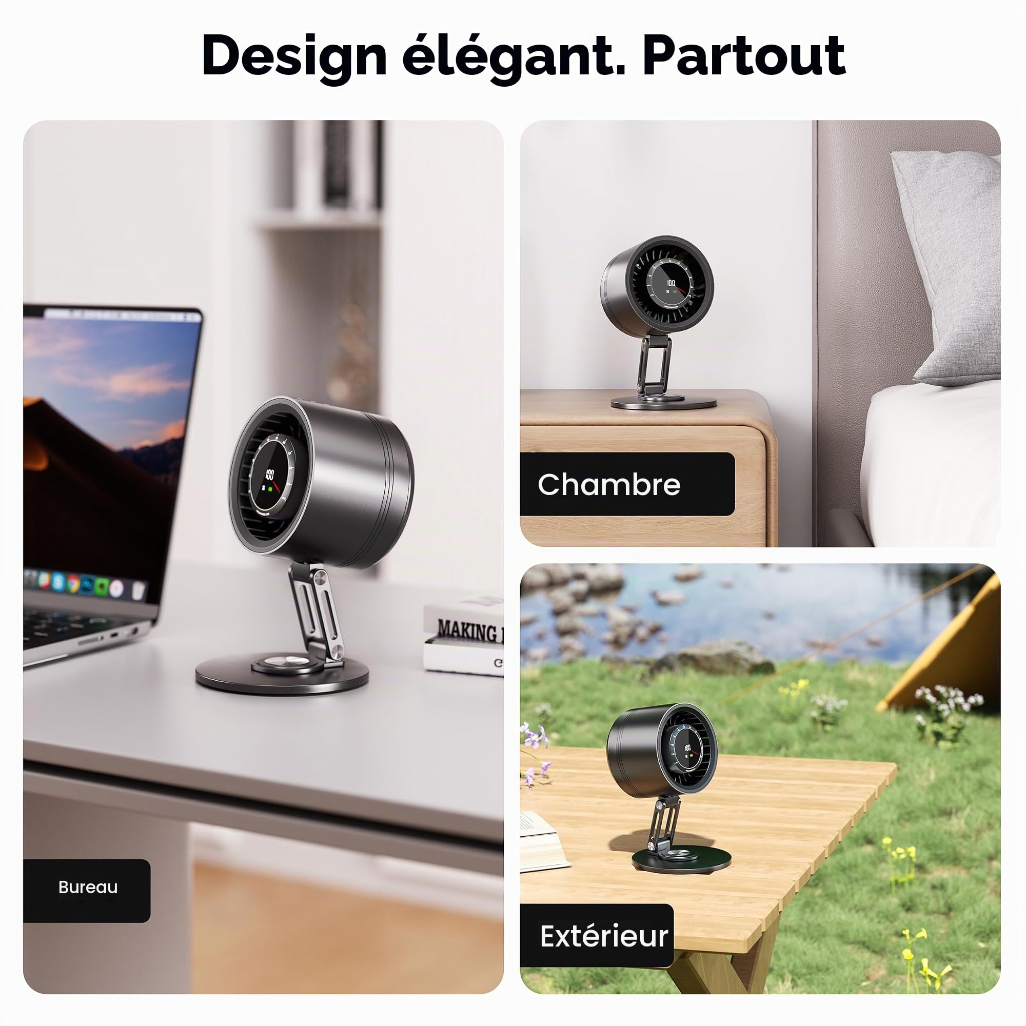 kstime Ventilateur de Bureau USB en Alliage d’Aluminium