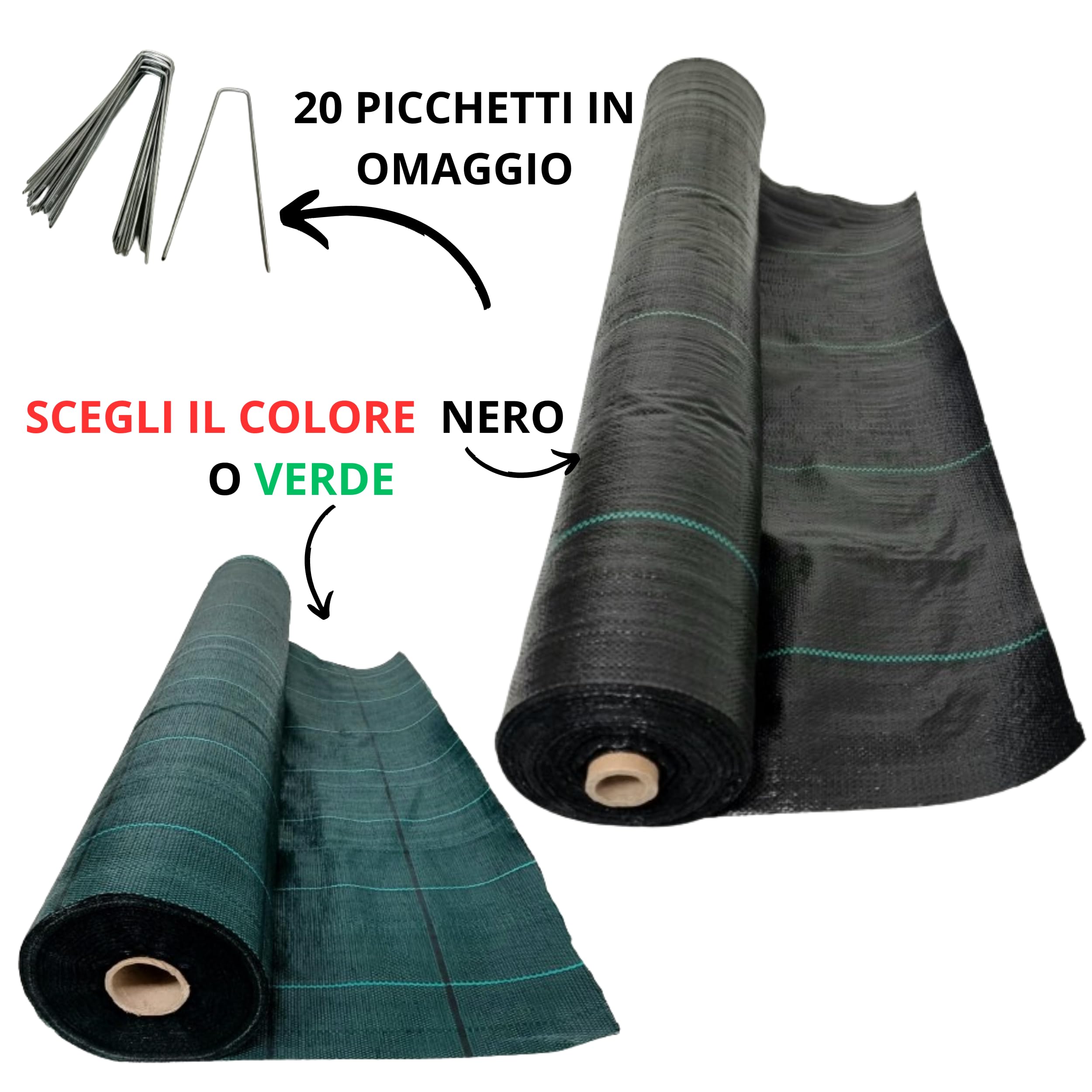 Pinto FERRAMENTA Telo Pacciamatura 100 g/m² Professionale Anti Erbacce Tessuto Resistente Riutilizzabile Drenante Verde o Nero per Orto Giardino Aiuole e Uso Agricolo Anti UV (1.5x50mt, Nero)
