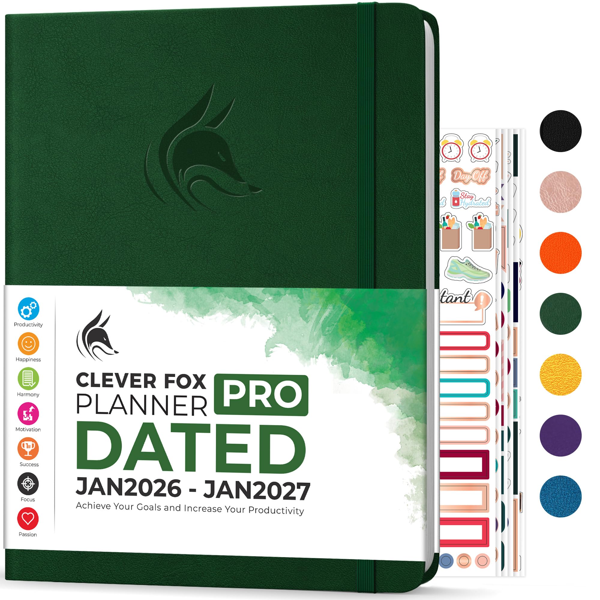 Clever Fox Planner PRO Dated (Jan 2025–Jan 2026) Weekly & Monthly Life Planner to Increase Productivity, Time Management and Hit Your Goals – Organizer, Gratitude Journal – A4 Size (Forest Green) — image 1