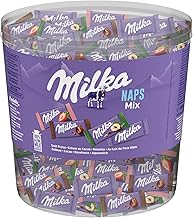 Milka Naps Mix - Assorted Milk Chocolate from the Alpine Country: Milk Chocolate, Cocoa Cream, Hazelnuts, Strawberry - 1kg Tubo