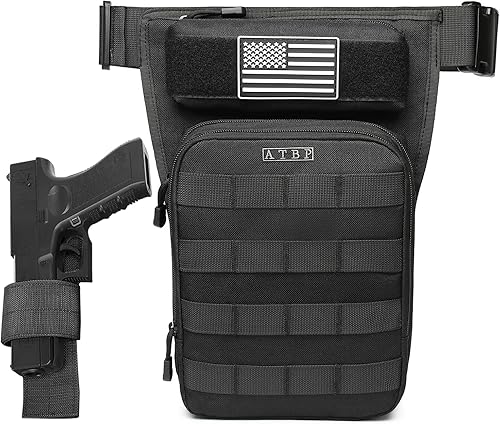 ATBP Bolso táctico de la pierna de la gota para los hombres, bolsa militar del muslo bolsa riñonera con funda universal, Verde militar, Militar