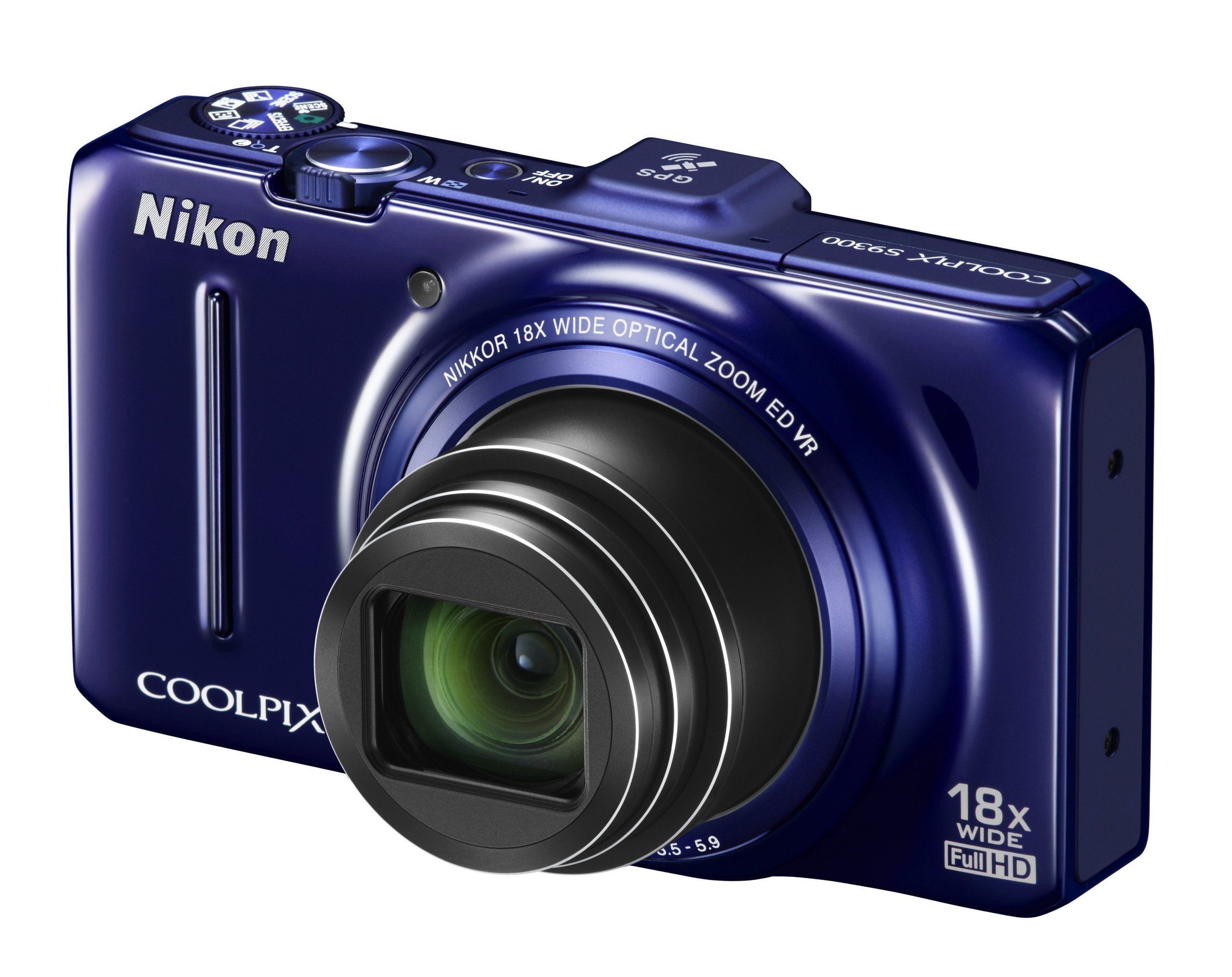 Nikon Coolpix S9300 Digital Camera - Blue (16MP, 18x Optical