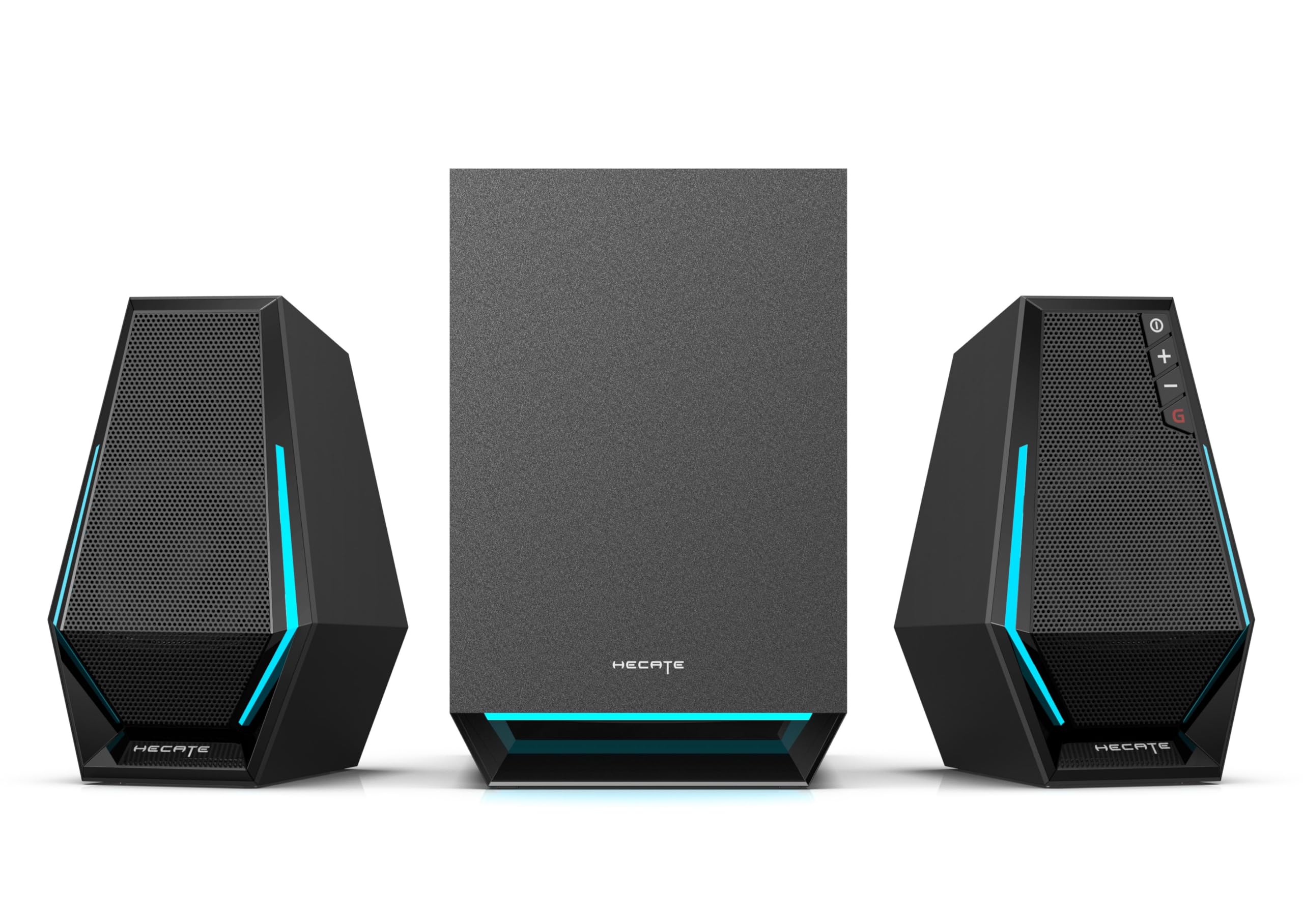 Edifier Hecate G1500 Max 2.1 Système de Hauts-Parleurs pour Ordinateur, Enceintes Gaming 60W avec Sortie Ligne Subwoofer, Lumière RGB, Bluetooth 5.3, USB