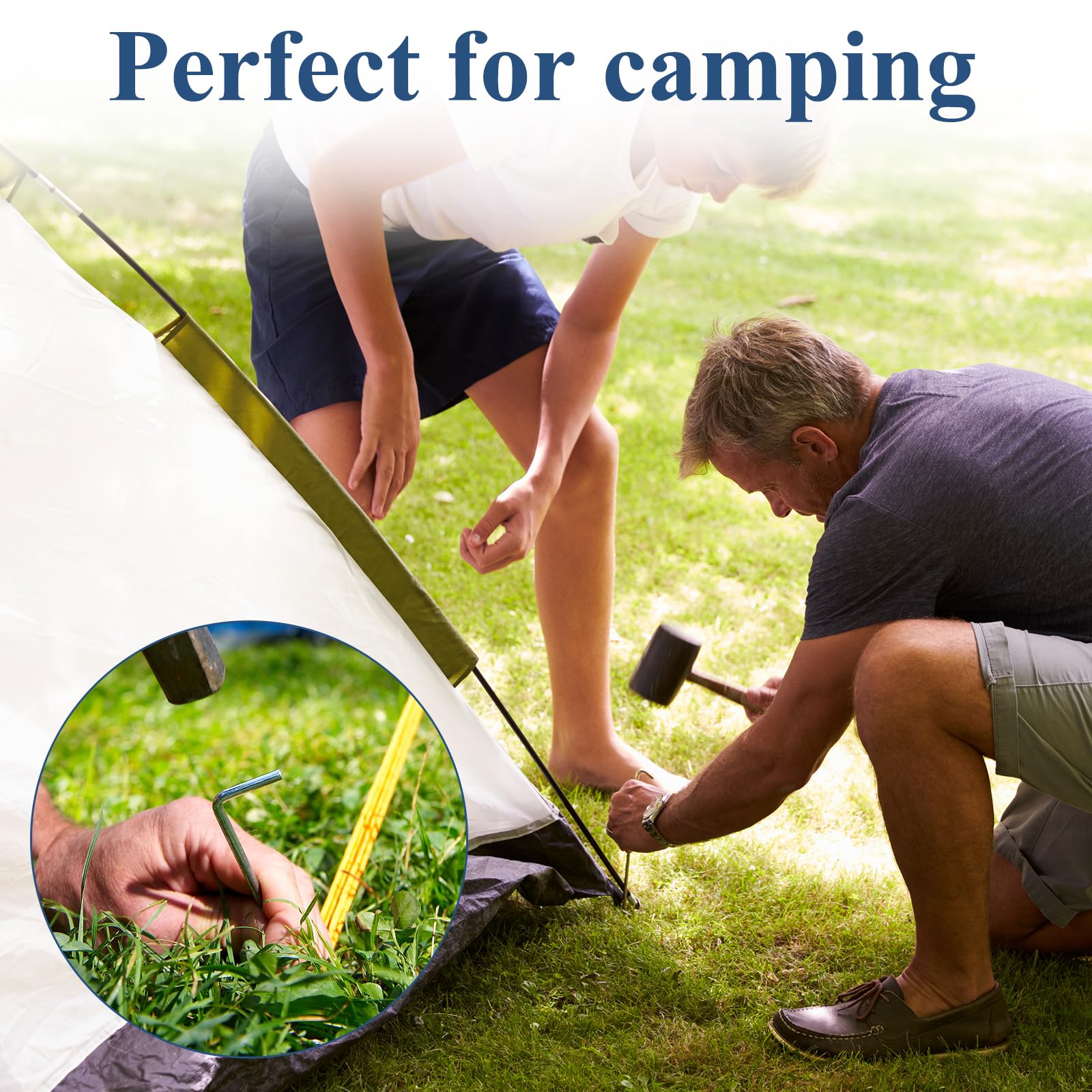 MIVIDE Lot de 100 piquets de tente de 21 cm, piquets de tente en acier galvanisé, piquets de clôture pour camping, abris, bâches, auvents, piquets de décoration de Noël
