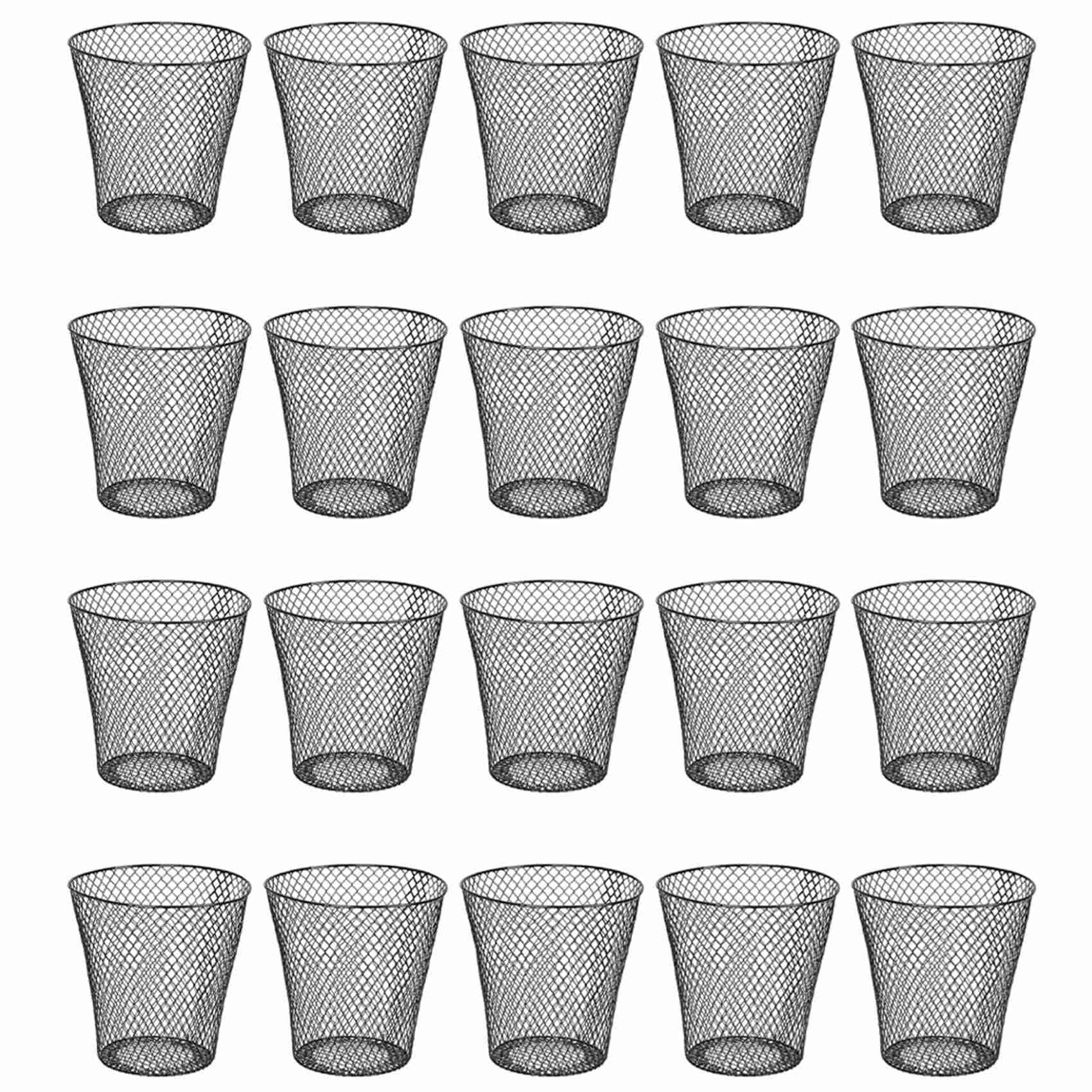 Hndhbfgrt Round Wastepaper Basket, Wire Mesh Desk Metal Trash Can Recycling Trash Can Garbage Container for Bedroom (20pcs)