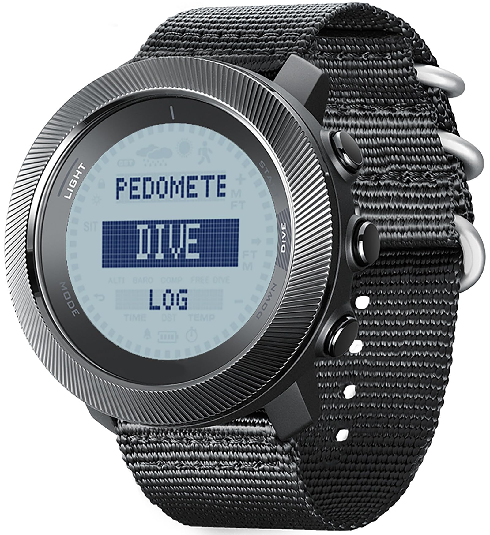 Reloj deportivo para hombre, podómetro, reloj de buceo, reloj de pulsera militar con brújula, barómetro, altímetro, resistente al agua, 10 bar, reloj digital para hombre, reloj de fitness, calorías