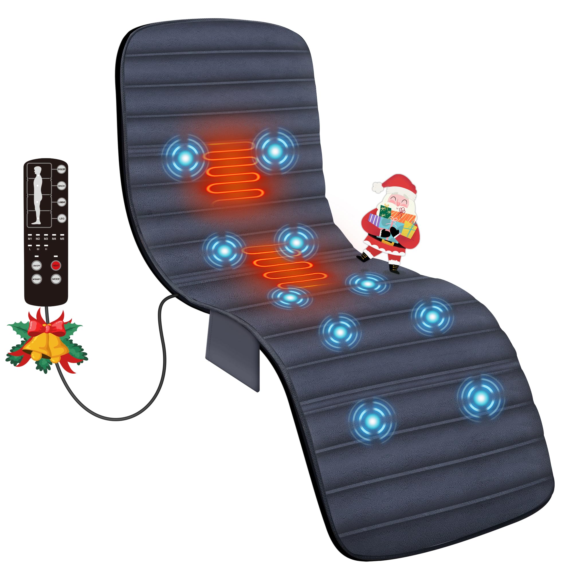 COMFIER Colchón de Masaje eléctrico con 10 Motores Vibrantes, Almohadilla Térmica de 2 Terapias con Apagado Automático, Almohadilla de Colchón de masaje Calentado para el Alivio del Dolor de Espalda