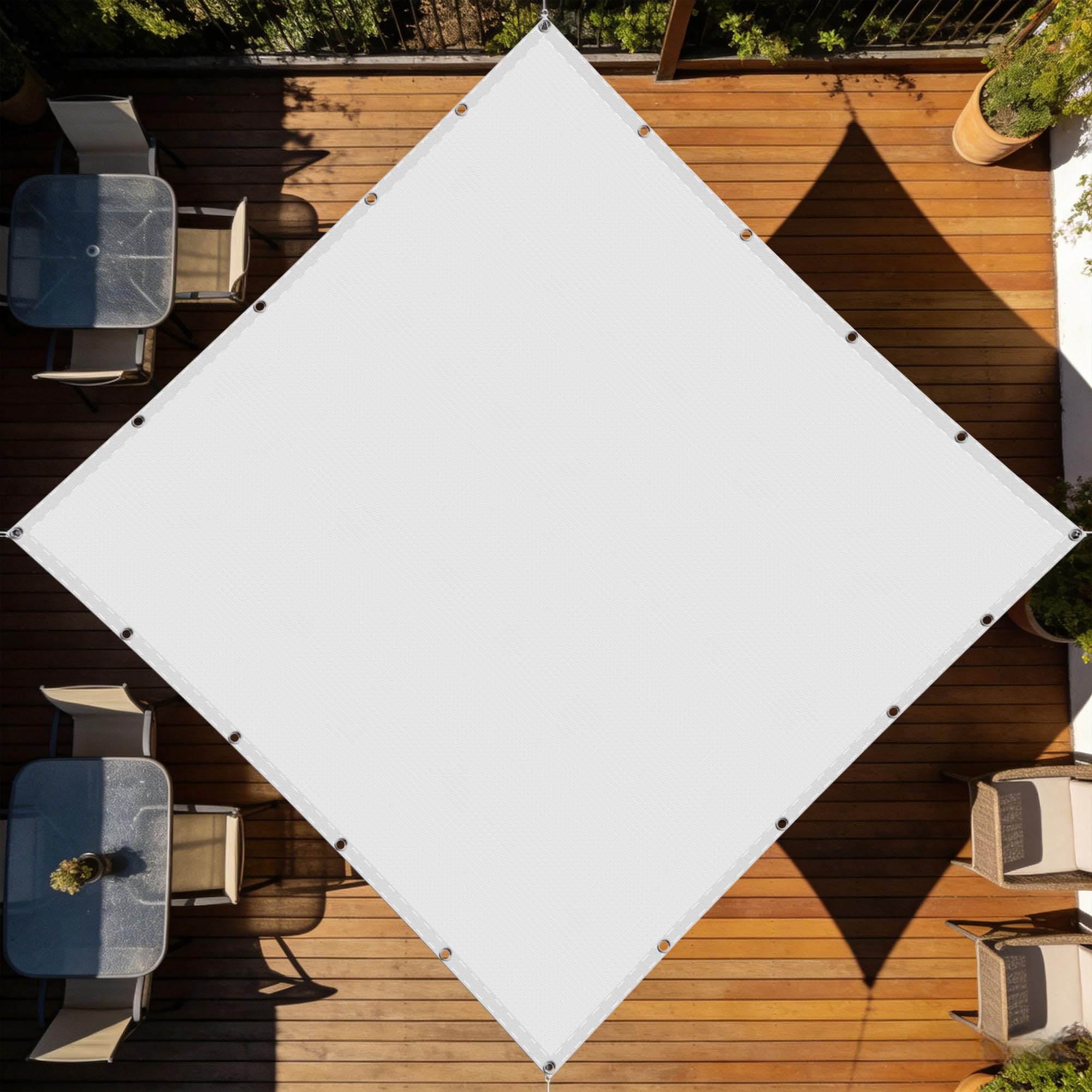 Voiles ombrages rectangulaire imperméable contre pluie et soleil blanc